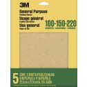 3M 9" x 11" Assorted Pack (1VF 2F 2M) Aluminum Oxide Sanding Sheets (5pk)