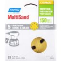 Norton 5" 5 & 8 Hole P150 Hook & Sand Paper H&L UVH Disc 25Pk