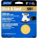 Norton 5" No Hole 120 Stick & Sand Paper Disc 5Pk