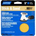 Norton 5" No Hole 80 Stick & Sand Paper Disc 4Pk