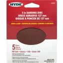 Hyde 5" 100 Grit Round Hook & Loop Sandpaper (5pk)