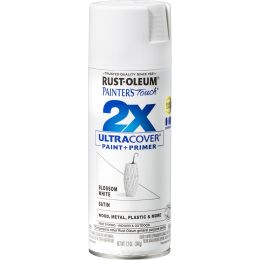 Rust-Oleum 12oz Satin Blossom White 2X Ultra Cover Painters Touch Spray Paint