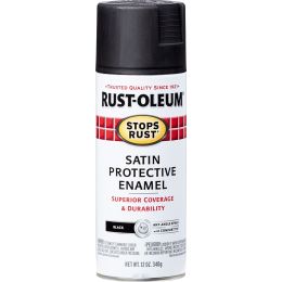 Rust-Oleum 12oz Satin Black Stops Rust Spray Paint