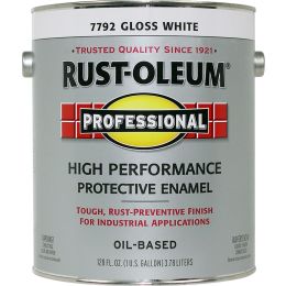 Rust-Oleum 1gal Gloss White Professional Oil Based Enamel Paint (High Performance)