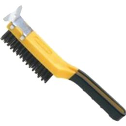 Allway 4 x 11 Row Carbon Steel Wire Brush w/Scraper & Soft Grip Handle
