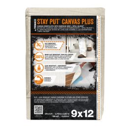 Trimaco 9' x 12' Stay Put Canvas w/ Anti-Slip Barrier + Spill Block Drop Cloth