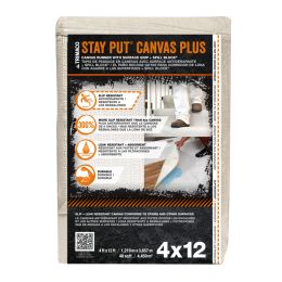 Trimaco 4' x 12' Stay Put Canvas w/ Anti-Slip Barrier + Spill Block Drop Cloth