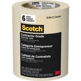 3M .94" x 60.1yd (24mm) Scotch Contractor Grade Masking Tape (6pk)