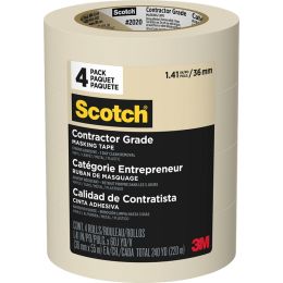 3M 1.41" x 60.1yd (36mm) Scotch Contractor Grade Masking Tape (4pk)