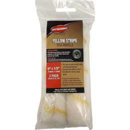 Dynamic 6" x 1/2" (150mm x 12mm) Nap Yellow Stripe Mini Roller Cover (2pk)