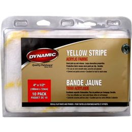 Dynamic 4" x 1/2" (100mm x 12mm) Nap Yellow Stripe Mini Roller Cover (10pk)