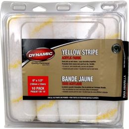 Dynamic 6" x 1/2" (150mm x 12mm) Nap Yellow Stripe Mini Roller Cover (10pk)
