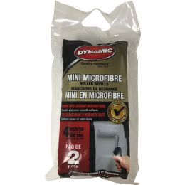 Dynamic 4" x 1/4" (100mm x 6mm) Nap Microfiber Mini Roller Cover (2pk)