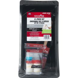 Wooster 4-1/2" x 3/8" Nap Pro/Doo-Z FTP Jumbo-Koter Mini Roller & 2" Silver Tip Angle Sash Brush Kit (5pc)