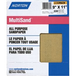 Norton 9" x 11" 220A MultiSand Paper Sheets UPC 25Pk