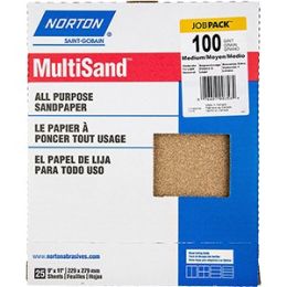 Norton 9" x 11" 100C MultiSand Paper Sheets UPC 25Pk