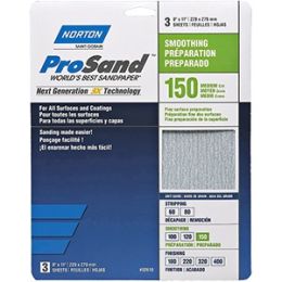 Norton 9" x 11" 150 ProSand Paper Sheets 3Pk