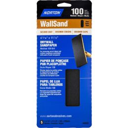 Norton 4-3/16" x 11" 100D WallSand Paper Cut Sheets 5Pk