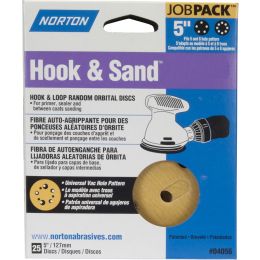 Norton 5" 5 & 8 Hole P180 Hook & Sand Paper H&L UVH Disc 25Pk