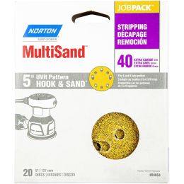 Norton 5" 5 & 8 Hole P40 Hook & Sand Paper H&L UVH Disc 20Pk