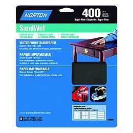 Norton 9" x 11" 400 SandWet Waterproof Paper Sheet 5Pk