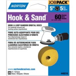Norton 5" 8 Hole P220 Hook & Sand Paper H&L Vac Disc 25pk
