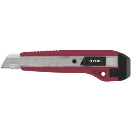 Hyde 18mm 8Pt Auto Lock Snap Off Blade Utility Knife w/ 3 Blades