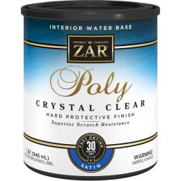 Zar 1Qt Satin Poly Crystal Clear Interior Water-Based Polyurethane