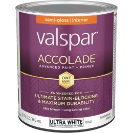 Valspar qt Semi-Gloss Finish Ultra White Accolade Interior Paint & Primer