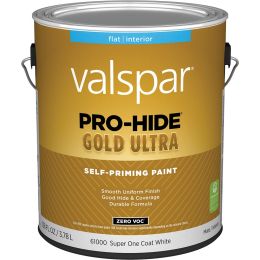 Valspar 1gal Flat Finish Super One Coat White Pro-Hide Gold Ultra Interior Paint