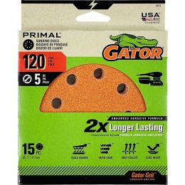 Gator 120 Grit 5" 8 Hole Hook & Loop Sanding Disc 15pk