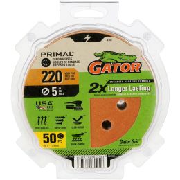 Gator 220 Grit 5" 8 Hole Hook & Loop Power Sanding Disc 50pk
