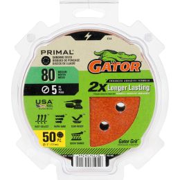 Gator 80 Grit 5" 8 Hole Hook & Loop Power Sanding Disc 50pk