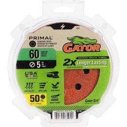 Gator 60 Grit 5" 8 Hole Hook & Loop Power Sanding Disc 50pk