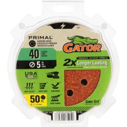 Gator 40 Grit 5 in. 8 Hole Hook & Loop Power Sanding Disc 50pk