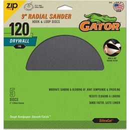 Gator 120 Grit 9" Hoop & Loop Drywall Sanding Disc 5pk