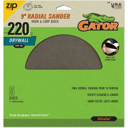 Gator 220 Grit 9 in. Hoop & Loop Drywall Sanding Disc 5pk