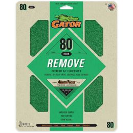 Gator 80 Grit 9" x 11" Premium Dry Sand Sheet-Remove 3pk