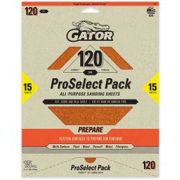 Gator 120 Grit 9" x 11" Premium Dry Sand Sheet-Prepare 15pk