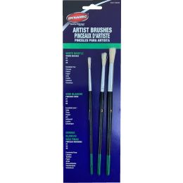 Dynamic 3pc Round White Bristle Artist Brush Set