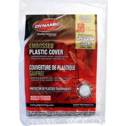 Dynamic 9' x 12' .5mil Flat Packed Embossed Clear Plastic Drop Cloth