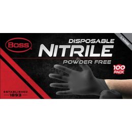 Boss 4 Mil Large Black Nitrile Disposable Gloves 100pk