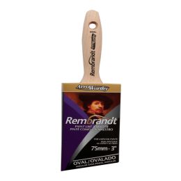 ArroWorthy 3" Rembrandt NYLYN Polyester Semi-Oval Angle Sash Paint Brush