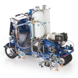 Graco LineLazer V 250DC HP Reflective Series Dual Color Self-Propelled Gas Hydraulic Airless Line Striper, Pressurized EZ Bead System, & LazerGuide 3000System w/ Three Automatic Guns & Two Tanks