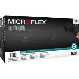 Microflex Midknight Lrg Black Powder Free Nitrile Glove 100pk