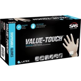 SAS Lrg 5mil Value-Touch Latex Disposable Gloves Powdered (100Pk)