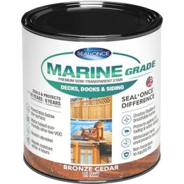 Seal-Once 1Qt Bronze Cedar Marine Grade Premium Semi-Transparent Stain & Sealer