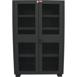 Jamco 24" x 48" x 78" Black Forkliftable Heavy Duty Security Cabinets w/Steel Mesh Door & 4 Shelves