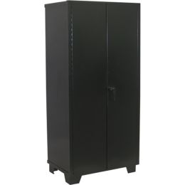 Jamco 24" x 48" x 78" Black Forkliftable Heavy Duty Security Cabinets w/Solid Steel Door & 4 Shelves