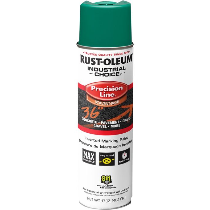 Rust-Oleum 17oz APWA Safety Green Industrial Choice Solvent-Based Inverted Marking Spray Paint